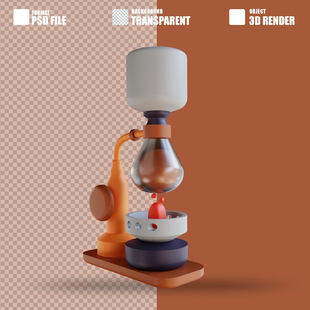 PSD 3d illustration siphon coffee 4