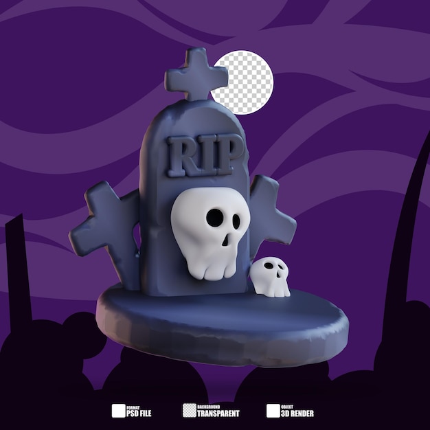 PSD 3d illustration of skull and grave 2