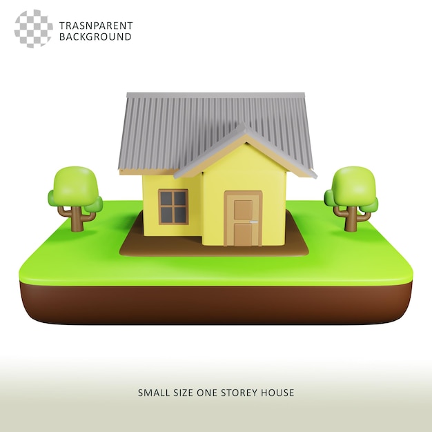 PSD 3d illustration small size one storey house