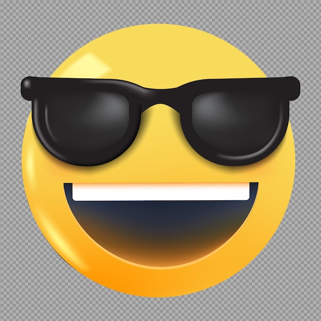 3d illustration of smart face wearing spectacles emoji in transparent background