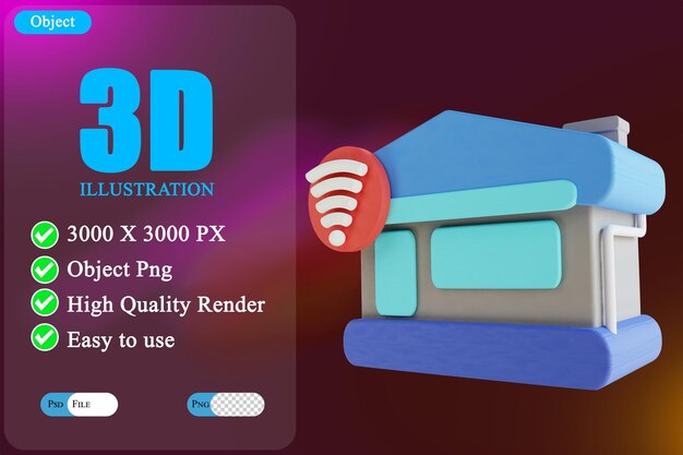 PSD 3d иллюстрация умный дом 2