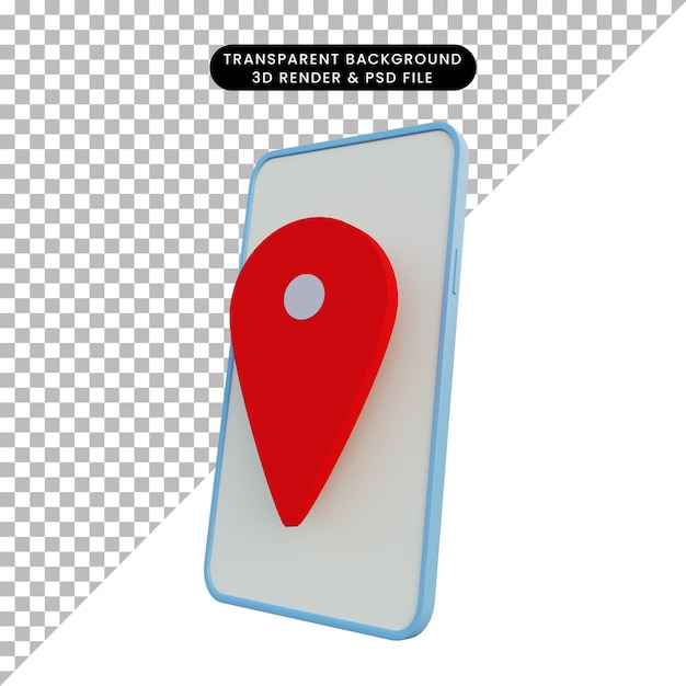 3d illustration smartphone with location icon