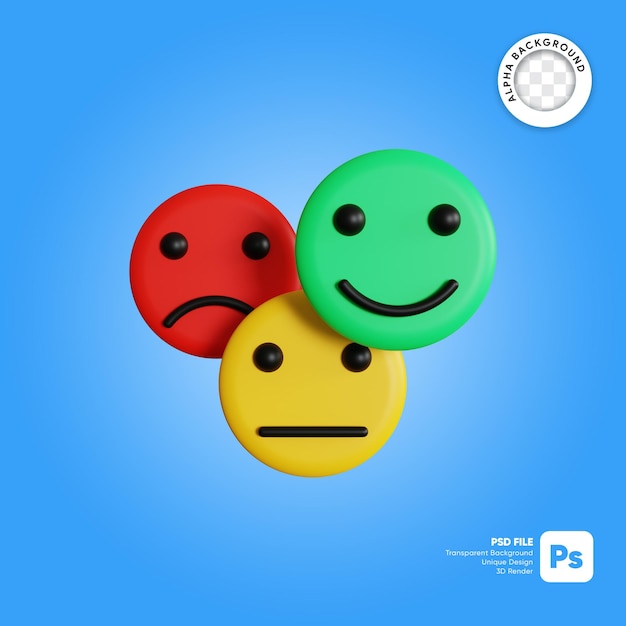 PSD 3d illustrazione sorriso feedback emozione