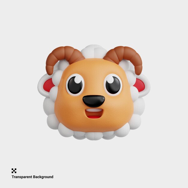 PSD illustrazione 3d di emoji di animali e pecore sorridenti