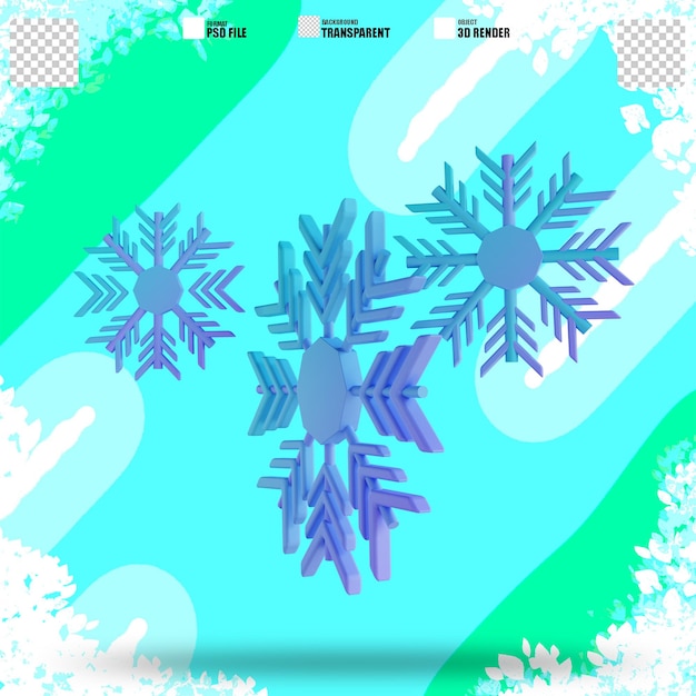 PSD 3d illustration snow flakes