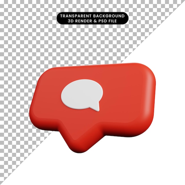 3d illustration of social media notification concept slightly tilted icon comment