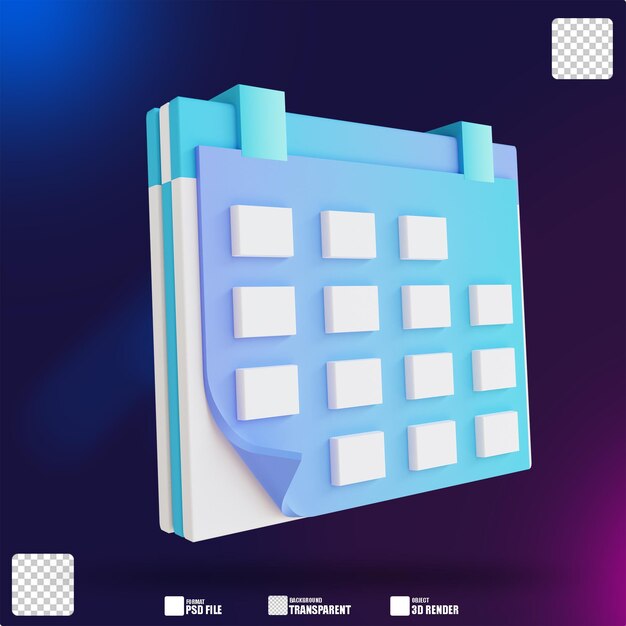 3D illustration soft color calendar 3