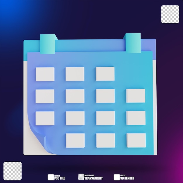 PSD illustrazione 3d calendario a colori tenui