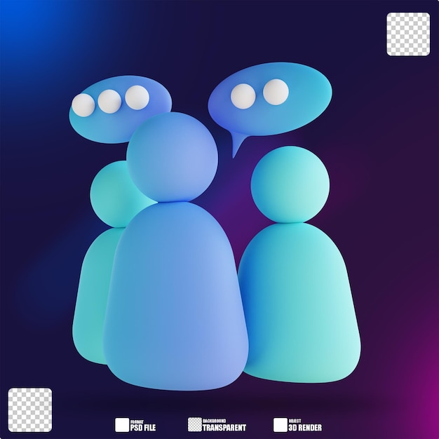 3Dイラストソフトカラーフォーカスグループチャット3
