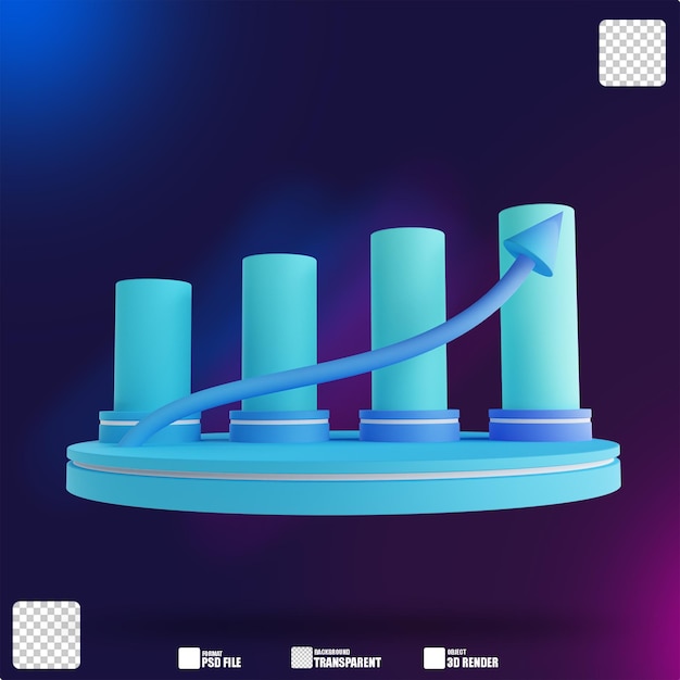 3D illustration soft color graph up
