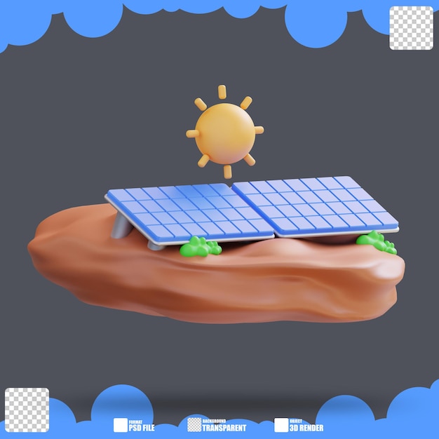 PSD 3d illustrazione di un pannello solare 2