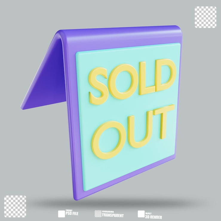 PSD 3d illustration sold out