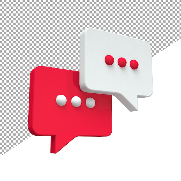 3d illustration of speech bubble or chat bubble isolated in red color