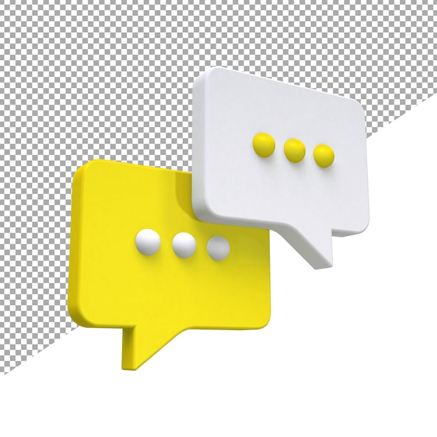 3d illustration of speech bubble or chat bubble isolated in yellow color