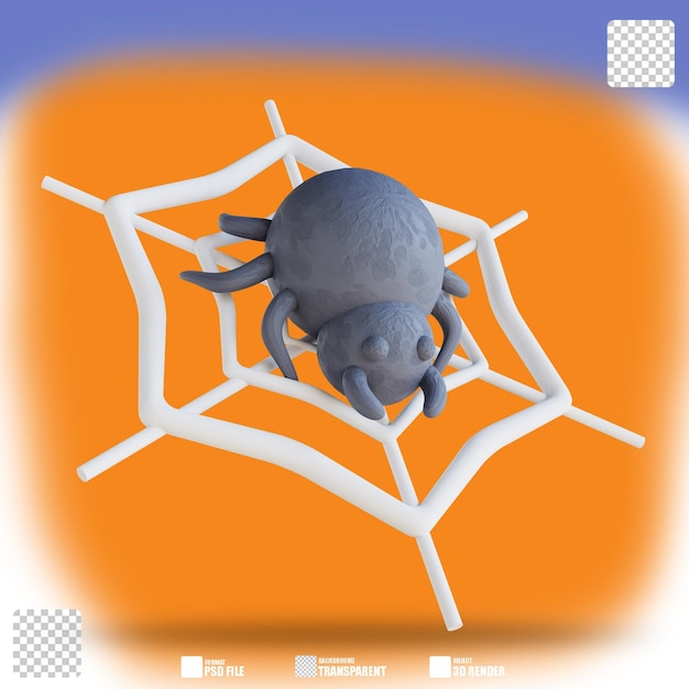 PSD 3d illustration spider in the web 2