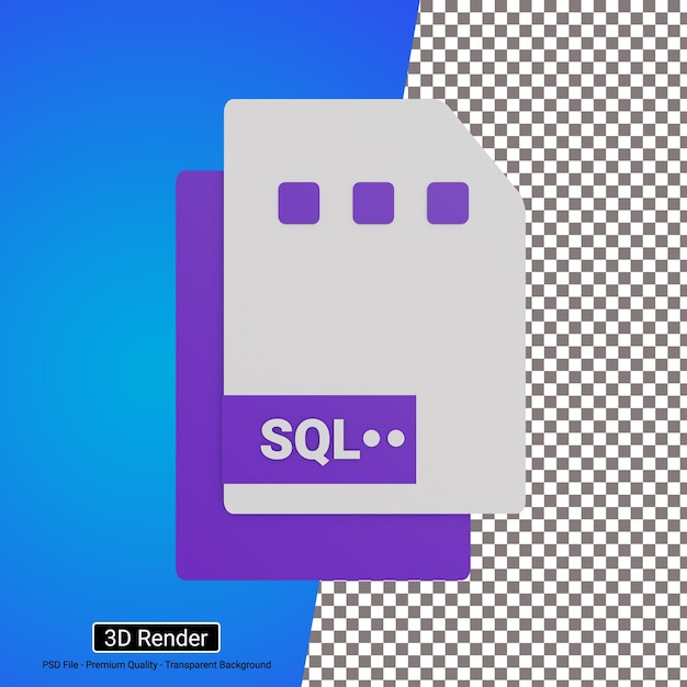 3D-иллюстрация Значок файла формата SQL