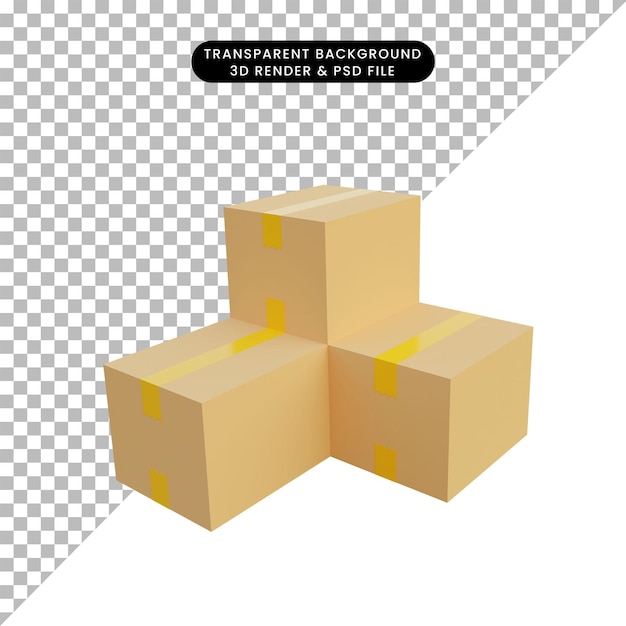 段ボールの3dイラストスタック