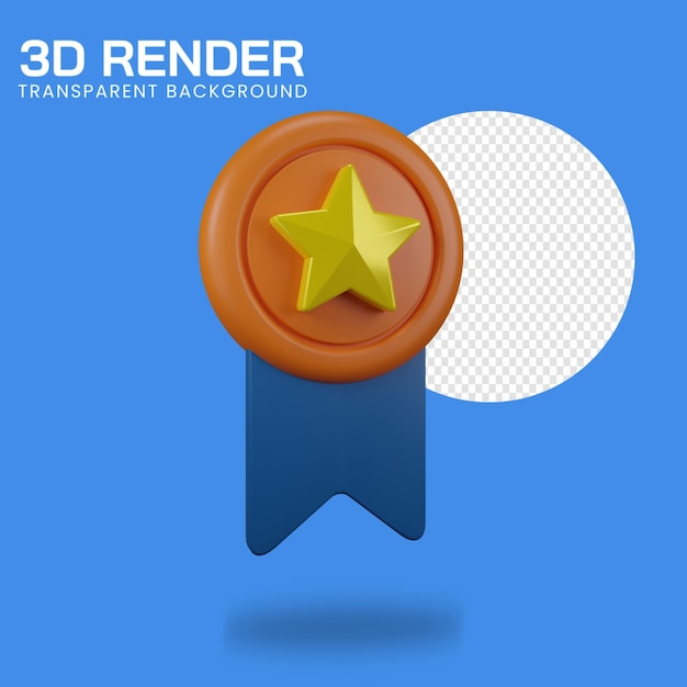 3D illustration of star badge icon