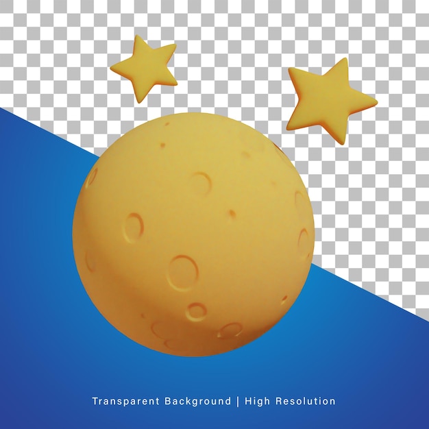 PSD 3d illustration of starry fullmoon