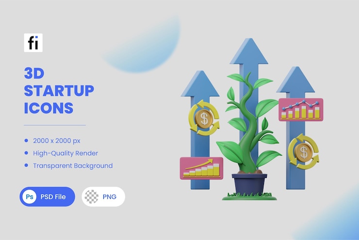 PSD 3d illustration startup return on investment
