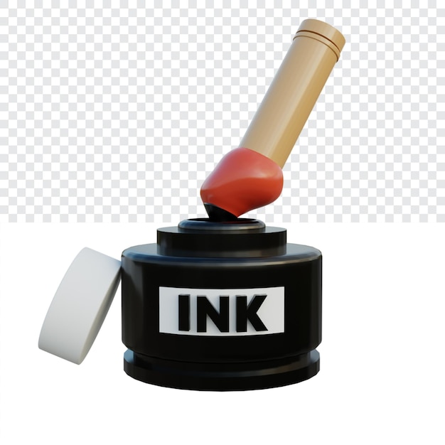 3d illustration stationary paintbrush and ink