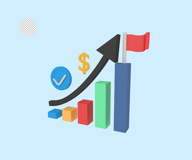 PSD 3d illustration of statistics business success