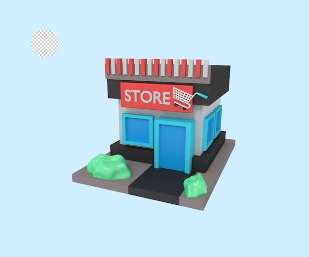 PSD 3d illustration of store building