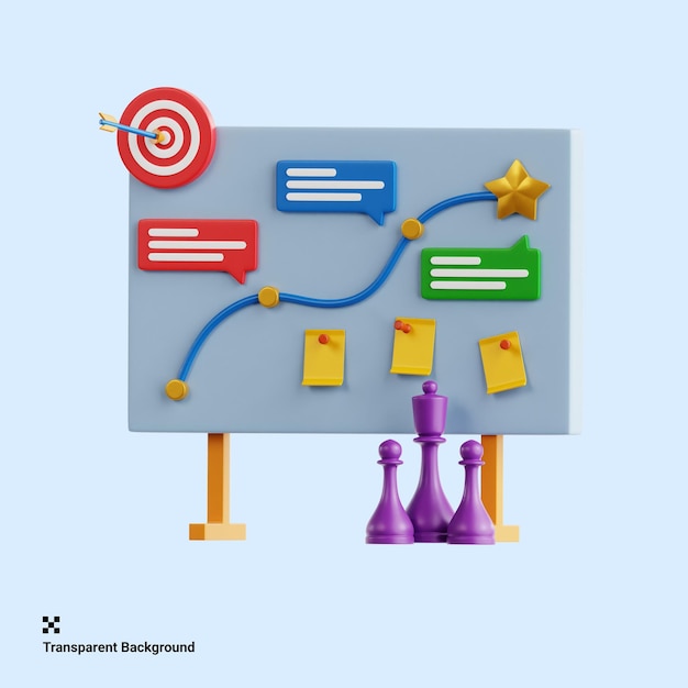 PSD 3d illustration of strategic planning for business success