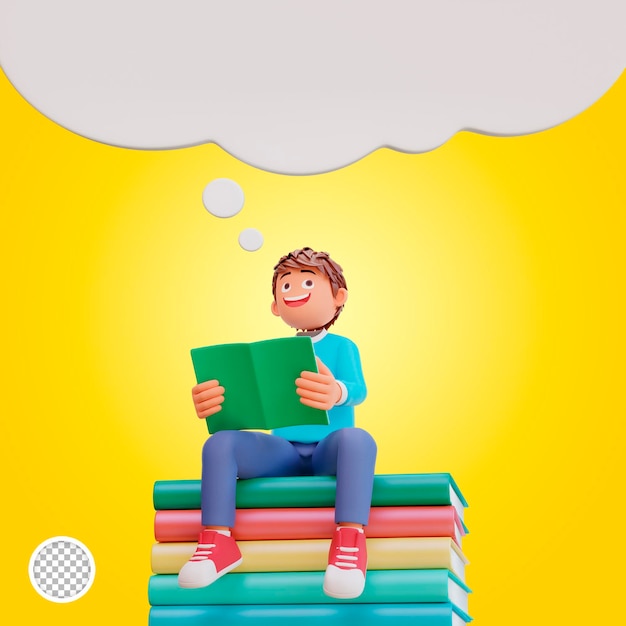 3d иллюстрации студент обратно в школу и учиться в небе