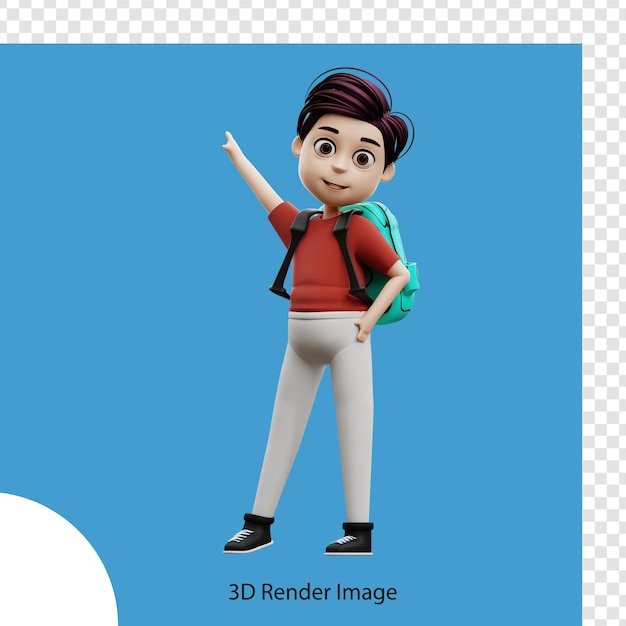 3d illustration student boy a happy