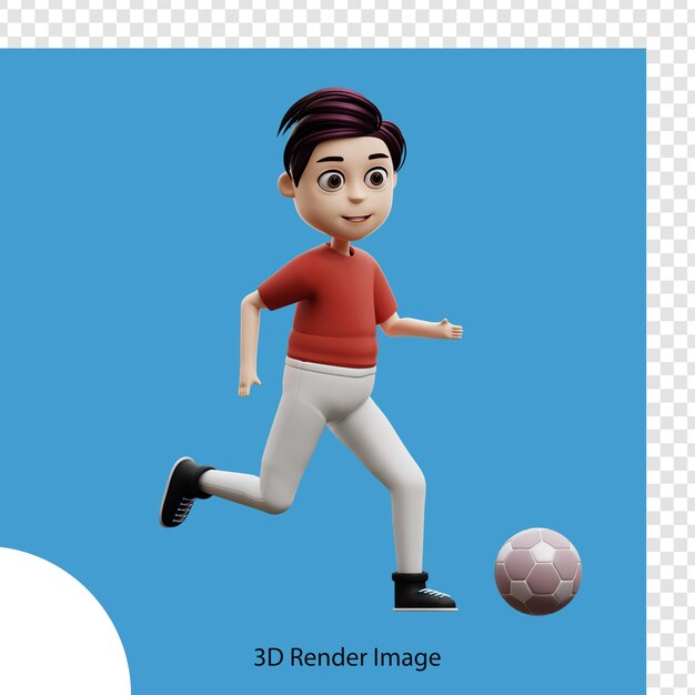 3d illustration student boy playing ball