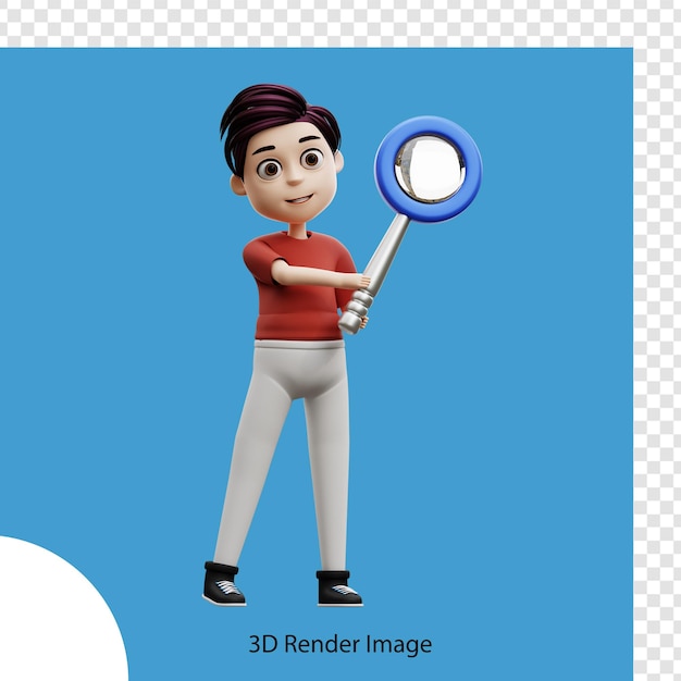 3d illustration student boy searching