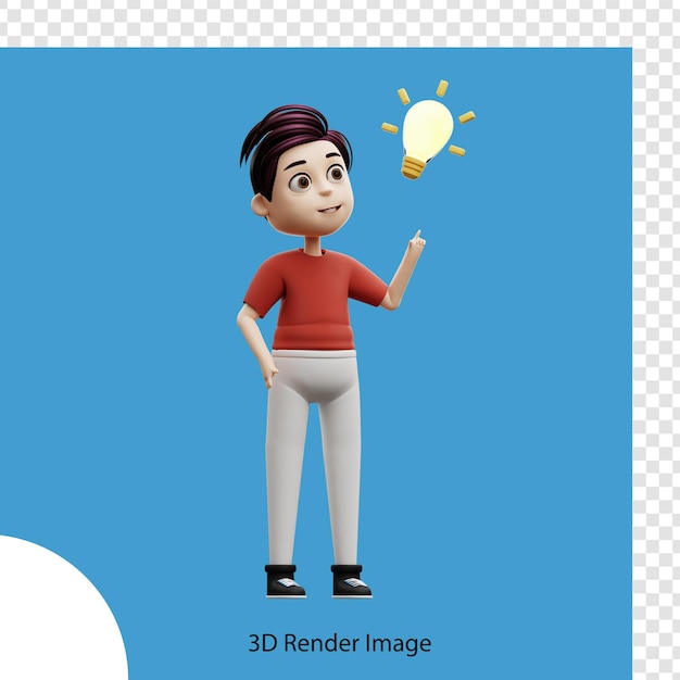 PSD 3d illustration student boy with an idea