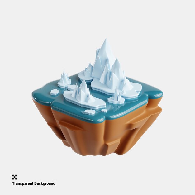 PSD 3d illustration of stunning glacier peaks in polar wilderness