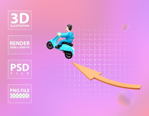 PSD 3d illustration of successful business growth up