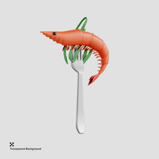 ジューシーなエビのシーフードの喜びの 3 D イラストレーション