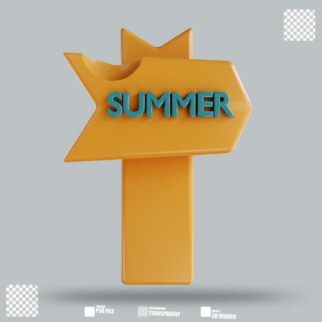 3d illustration summer signpost