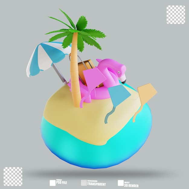 PSD 3d illustration summer trip 3