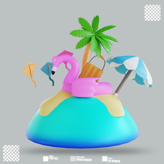 PSD 3d illustration summer trip