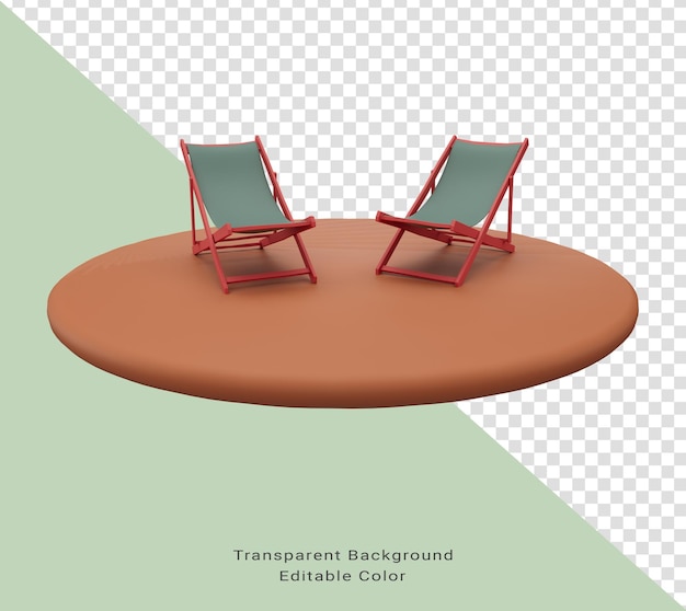 3d illustration of summer vacation concept beach with chair