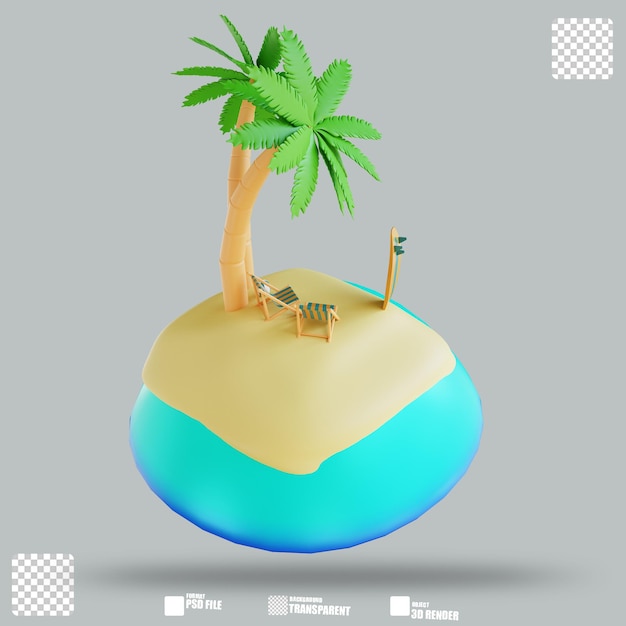 PSD 3d illustration summer vocation 3