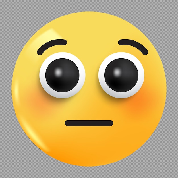 3d illustration of surprised emoji icon in transparent background