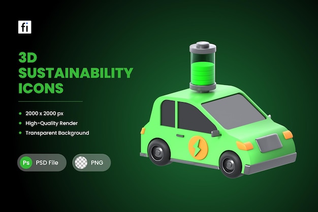 3d illustration sustainable electric vehicle