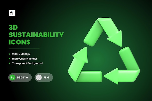 3d illustration sustainable recycling symbol