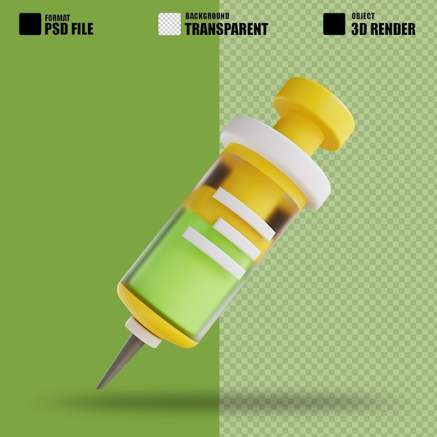 Siringa con illustrazione 3d adatta per uso medico 3