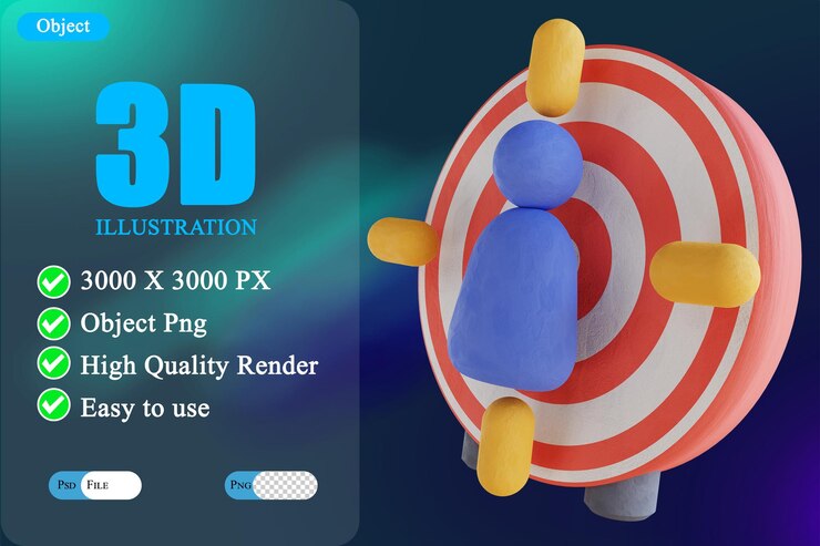 PSD 3d illustration target people 3