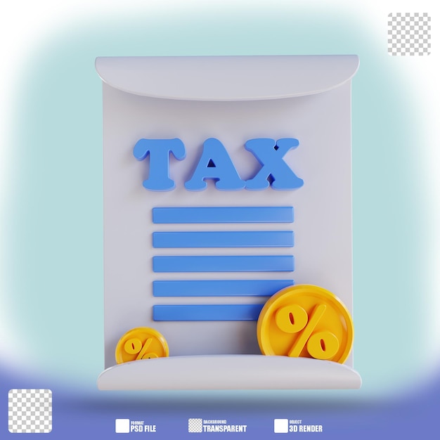 PSD 3d illustration tax documents
