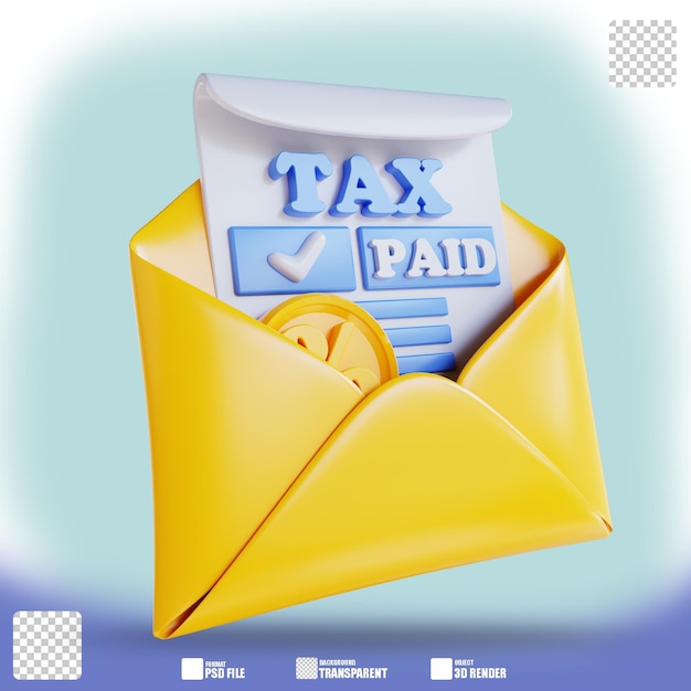 PSD illustrazione 3d e-mail di pagamento delle tasse 3