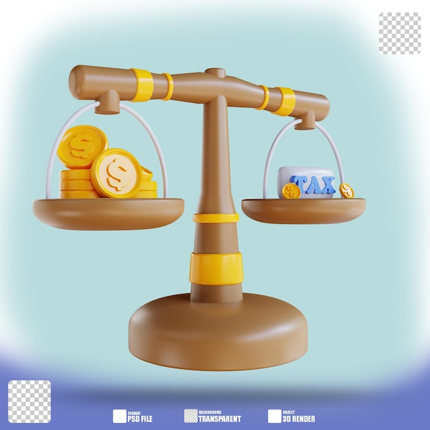 PSD 3d illustration tax scale 3