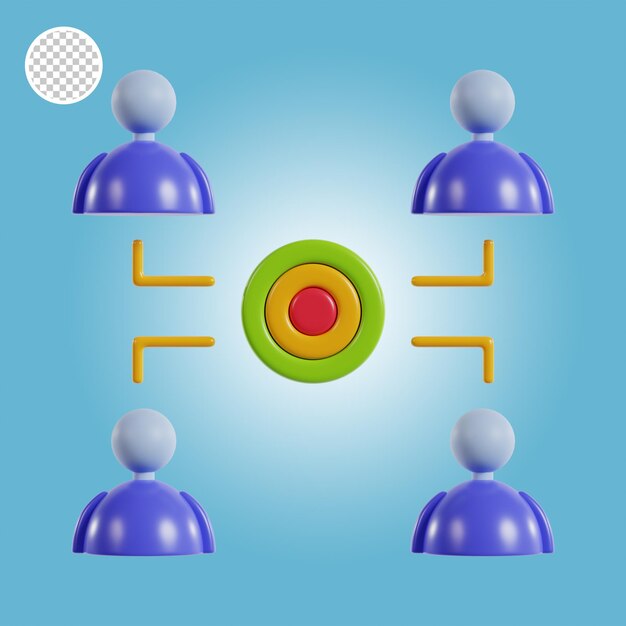 3d illustration of team work icon